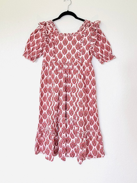 A Loves A Other - A Loves A Dress Girls XL Paisley Ruffles Smocked Midi Red Family Pictures Dressy